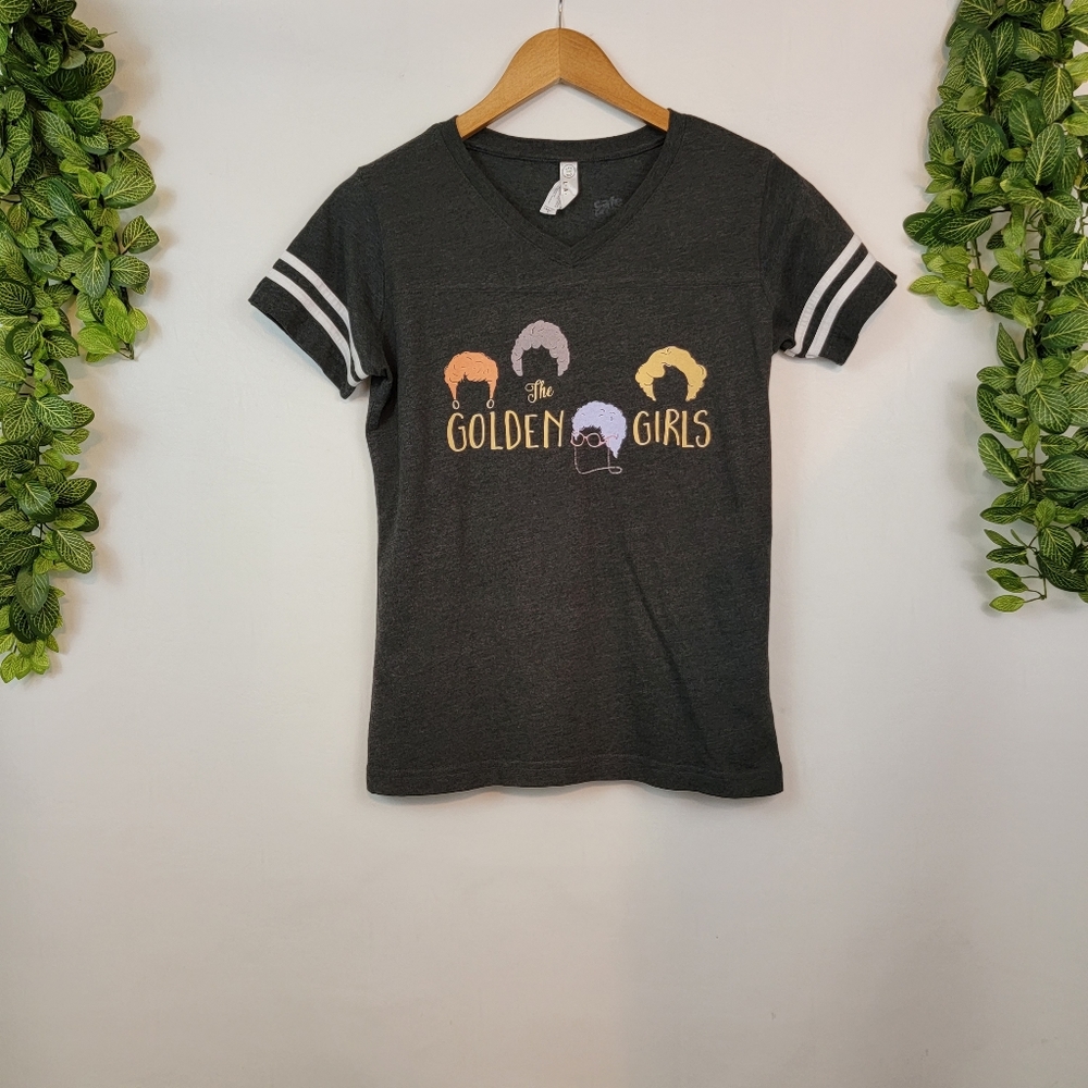 The Golden Girls Series Colorful Striped Graphic Tee, Charcoal Grey Small
